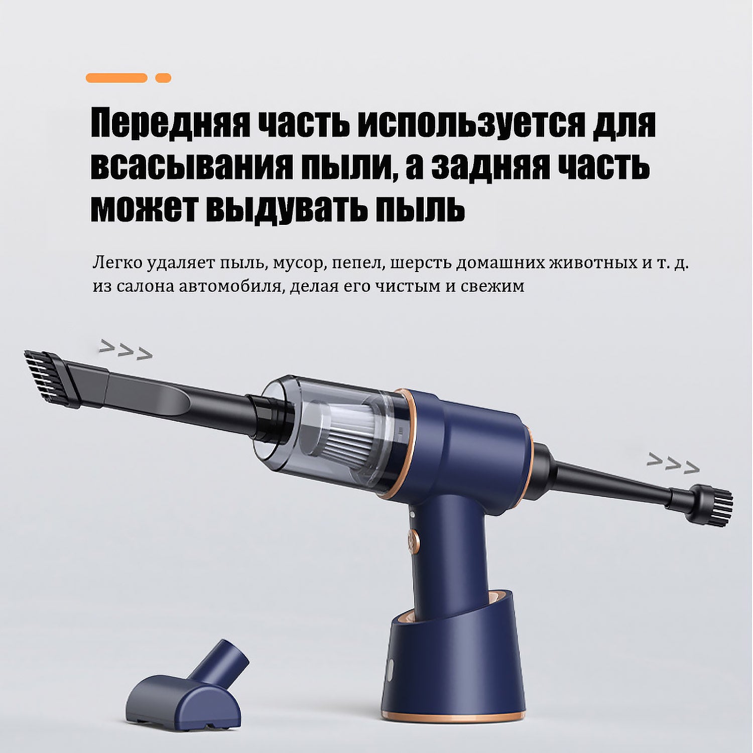 Беспроводной автомобильный пылесос 4000mAh | Двойное назначение (дом/авто) | HEPA-фильтр + светодиод | 60 мин работы