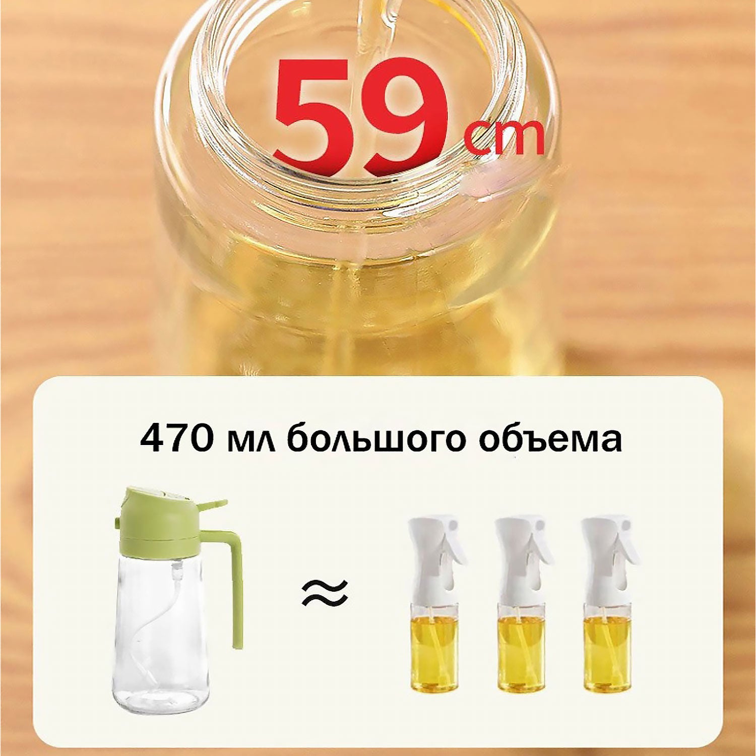 Двухрежимная масленка 470 мл: Распыление + Налив без подтеков! Антипригарная бутылка для масла с обратным всасыванием