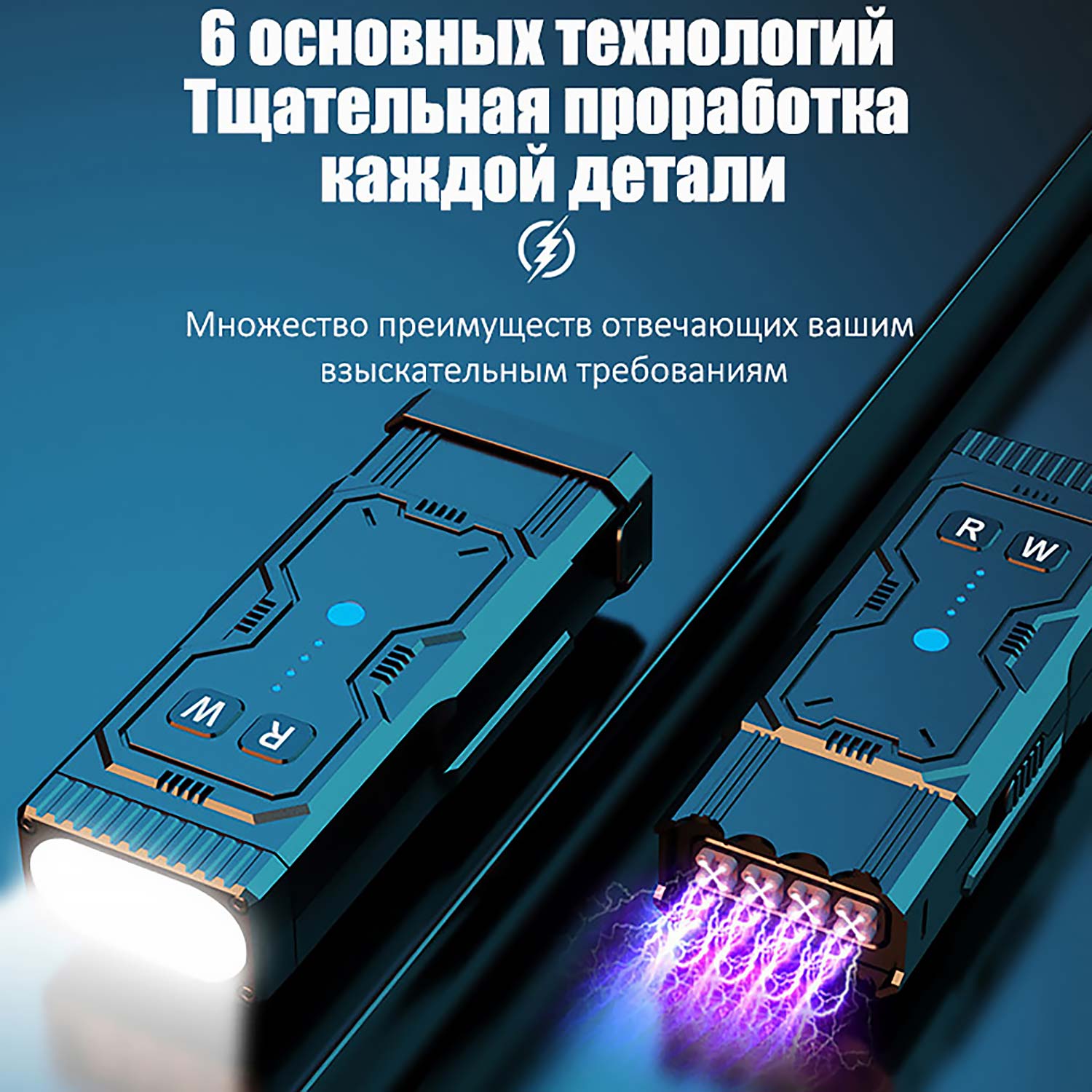 Портативный Электродуговый Фонарь для Самозащиты | Детектор Скрытых Камер + Алюминиевый Зубчатый Наконечник | SOS Режим для Женщин