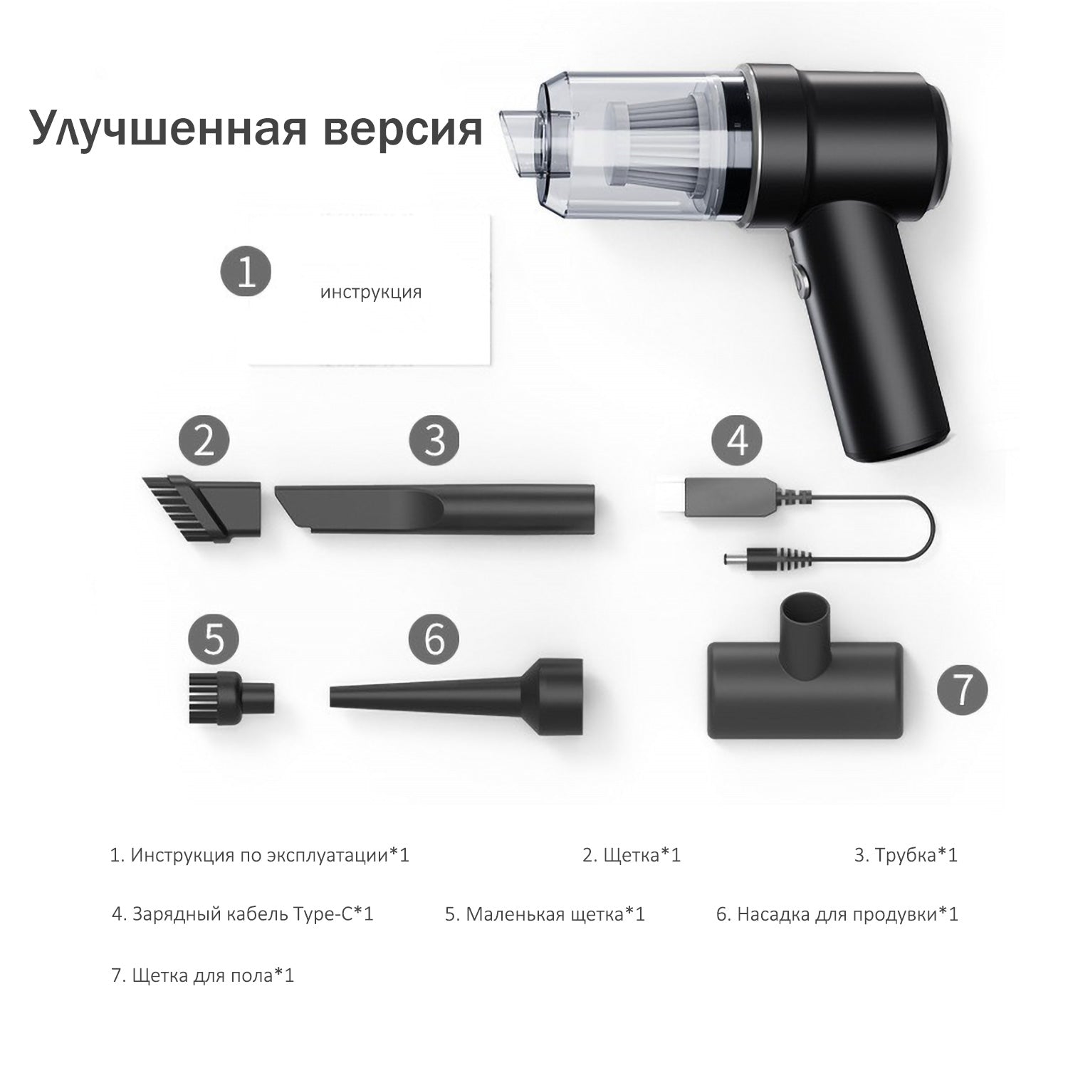 Беспроводной автомобильный пылесос 4000mAh | Двойное назначение (дом/авто) | HEPA-фильтр + светодиод | 60 мин работы