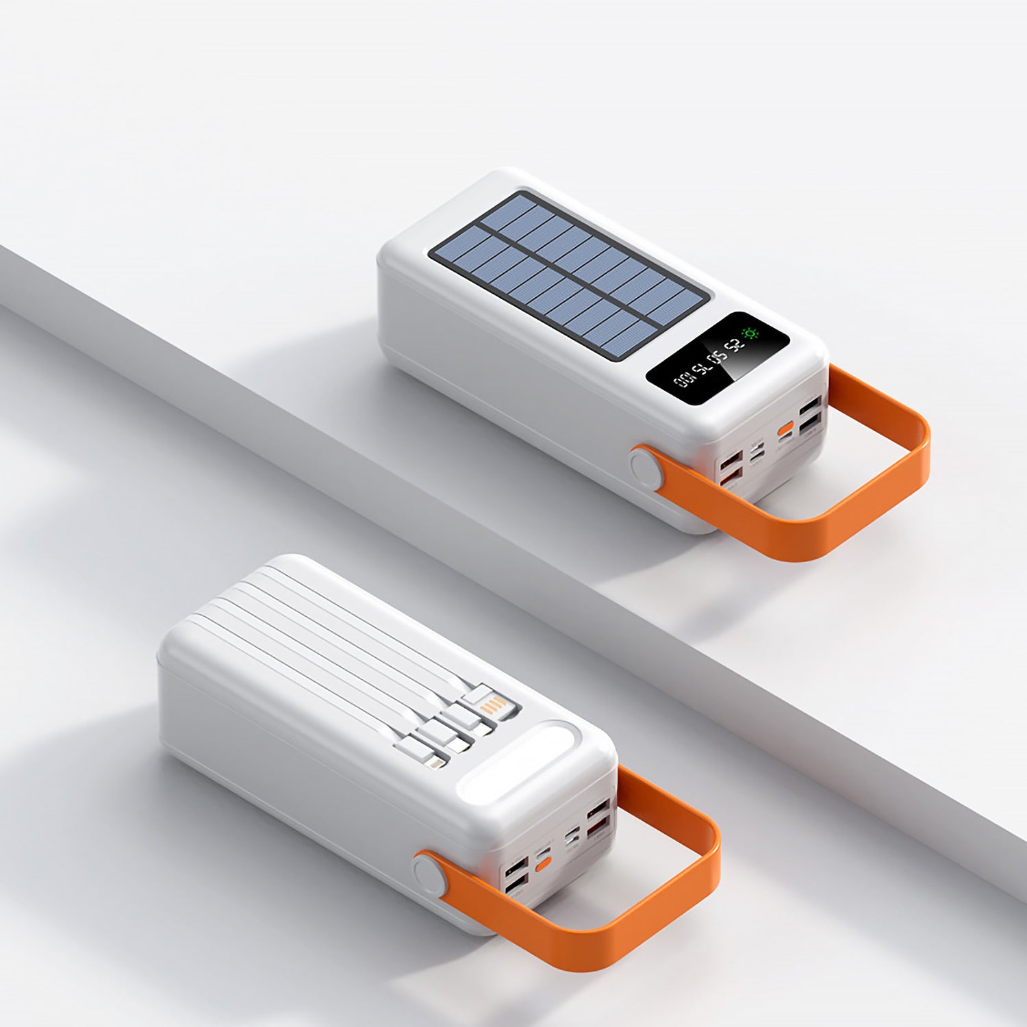 Солнечный PowerBank 4-в-1 с экстренной зарядкой — 20 000 мАч, 4 кабеля в комплекте + взрывобезопасный корпус для походов и кемпинга