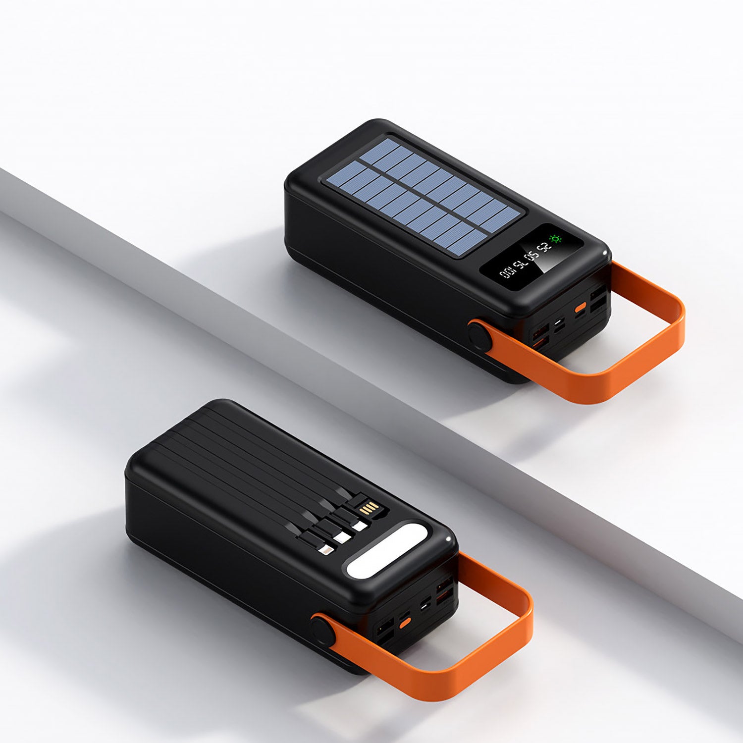 Солнечный PowerBank 4-в-1 с экстренной зарядкой — 20 000 мАч, 4 кабеля в комплекте + взрывобезопасный корпус для походов и кемпинга