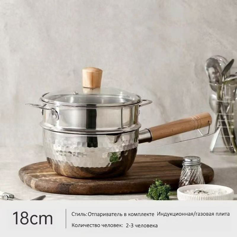 Кастрюля из Нержавейки 316 с Антипригарным Покрытием | Для Лапши, Супа и Детского Питания | Работает на Индукции