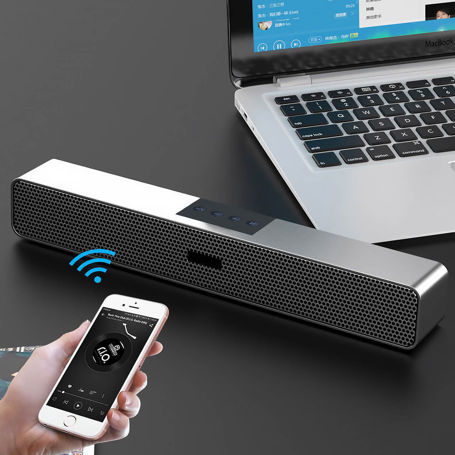 HiFi-звуковая панель 9D - 4 динамика, Антимагнитная технология, Беспроводное/Проводное подключение (Для ТВ/вечеринок/дома)